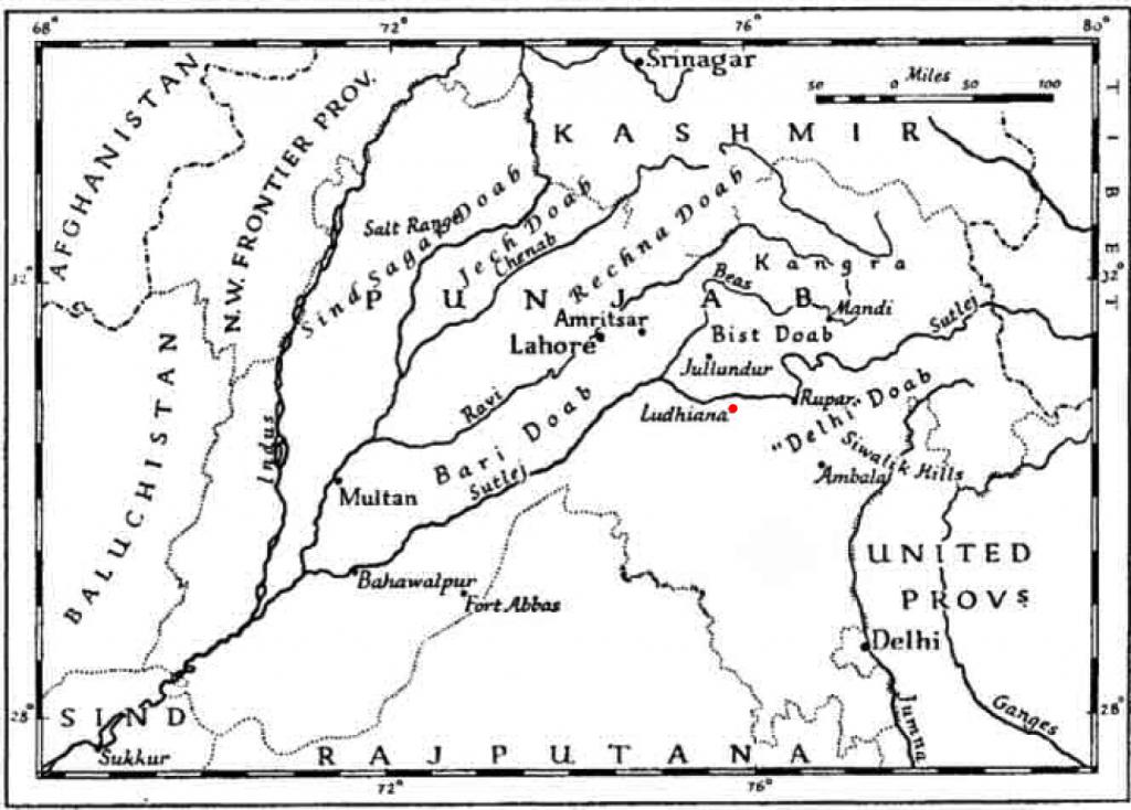 Land of the Five Rivers Map 1947